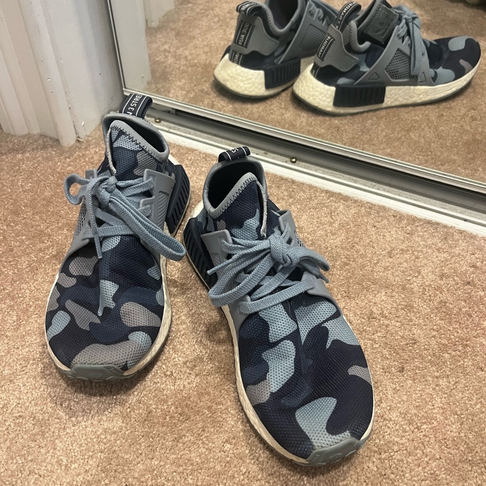 Blue camo adidas sneakers